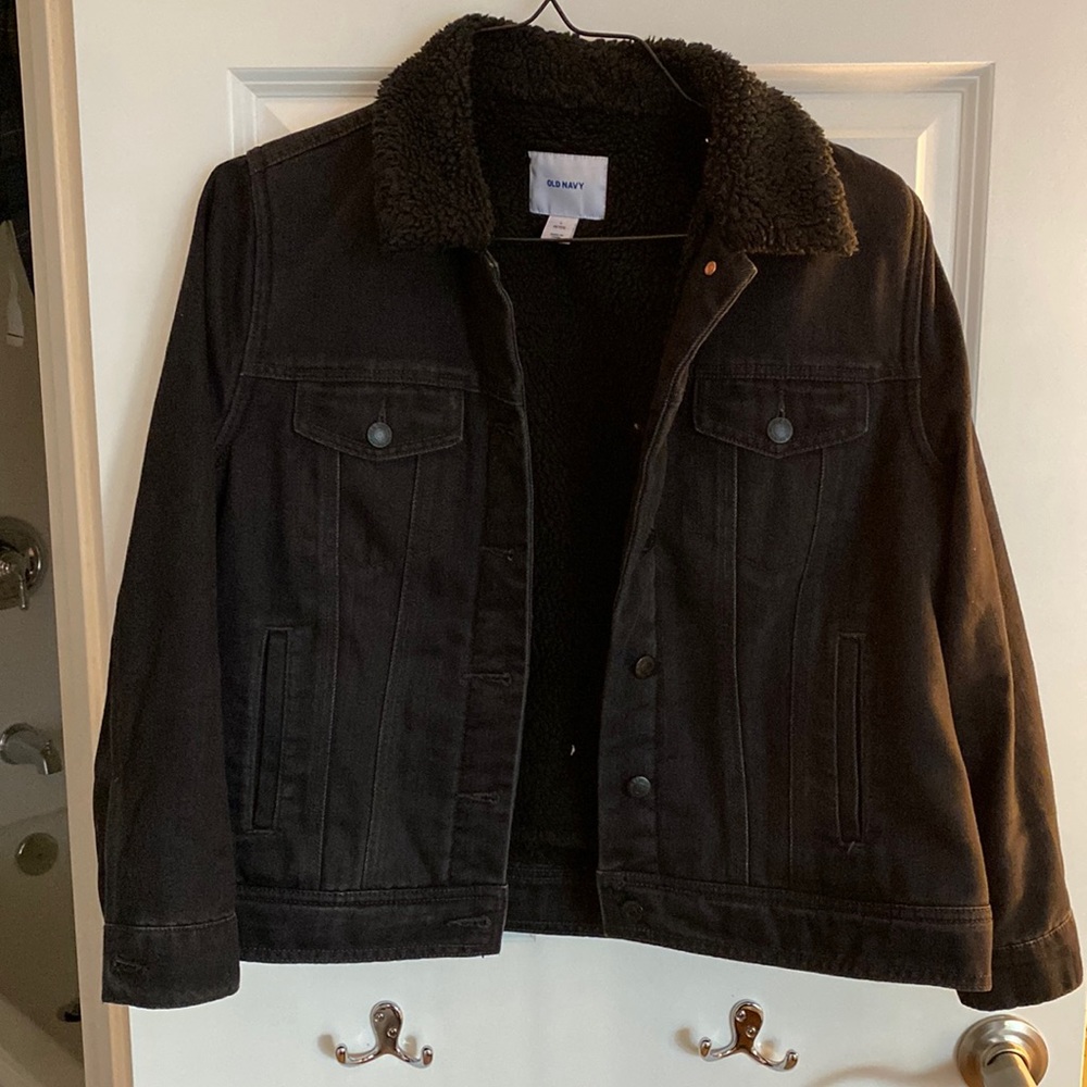Old Navy Sherpa lined black jean jacket